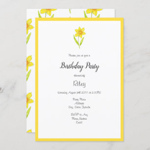 Watercolor Daffodil 2 and Pattern Invitation