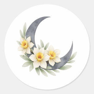 Watercolor Daffodil Crescent Moon Sticker Sheet