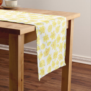Watercolor Daffodil Ditzy Floral Long Table Runner