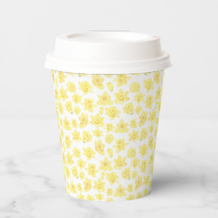 Watercolor Daffodil Ditzy Floral Paper Cups