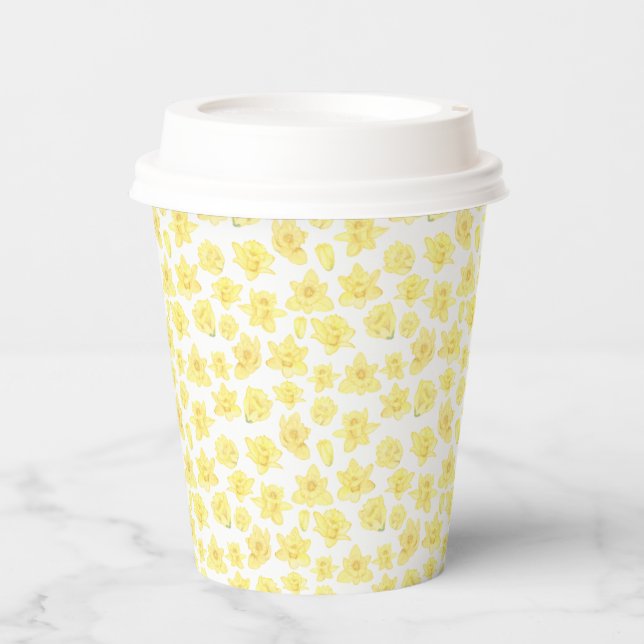 Watercolor Daffodil Ditzy Floral Paper Cups (Front)