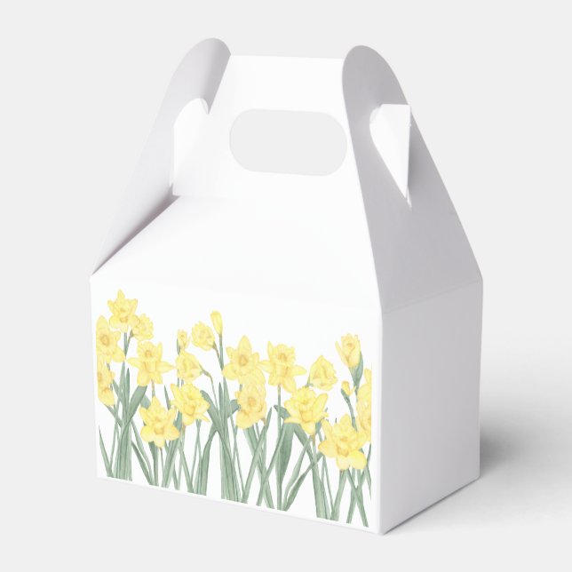 Watercolor Daffodil Floral Favour Box (Back Side)