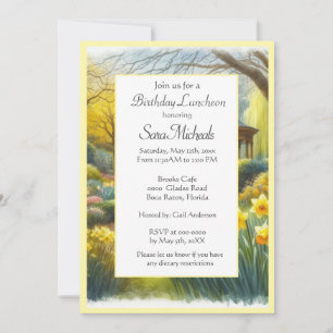 Watercolor Daffodil Garden Birthday  Invitation