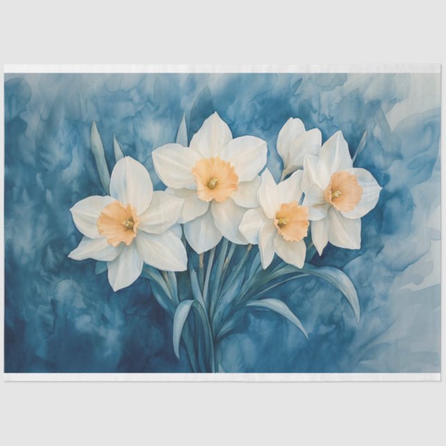 Watercolor Daffodil Painting Decoupage Tissue Paper (Front)