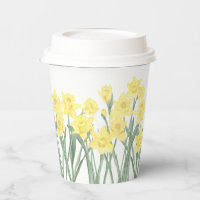 Watercolor Daffodil Paper Cups