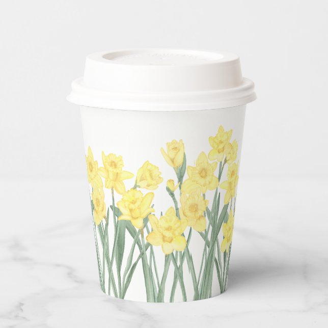 Watercolor Daffodil Paper Cups (Left)