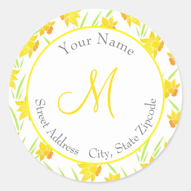 'Watercolor Daffodil Pattern' Label (Front)