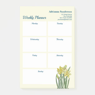 Watercolor Daffodils Botanical Weekly Planner Post-it Notes