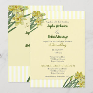 Watercolor Daffodils Flower Portrait Illustration Invitation