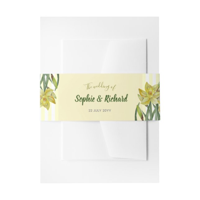 Watercolor Daffodils Flower Portrait Illustration Invitation Belly Band (Front Example)