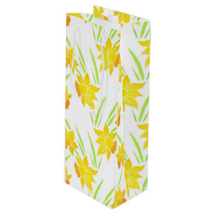 Watercolor Daffodils Pattern Wine Gift Bag