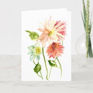 Watercolor Dahlia Greeting Card – Custom text
