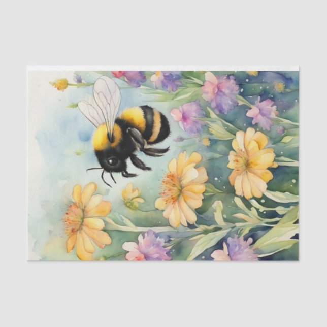 Watercolor Dairy Cow with Flowers Decoupage  Tissue Paper (Front)