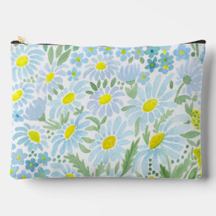 Watercolor daisies accessory pouch