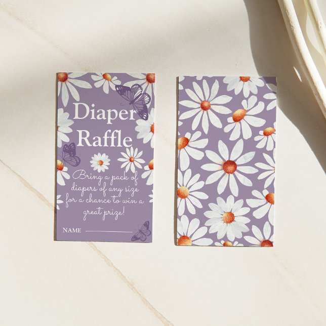 Watercolor Daisies and Butterfly Diaper Raffle  Enclosure Card (Creator Uploaded)