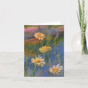Watercolor daisies and pond custom card