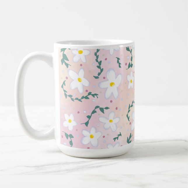 Watercolor Daisies  Coffee Mug (Left)