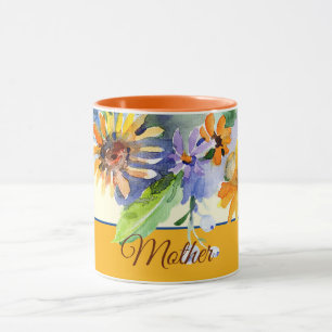 Watercolor daisies customisable mug