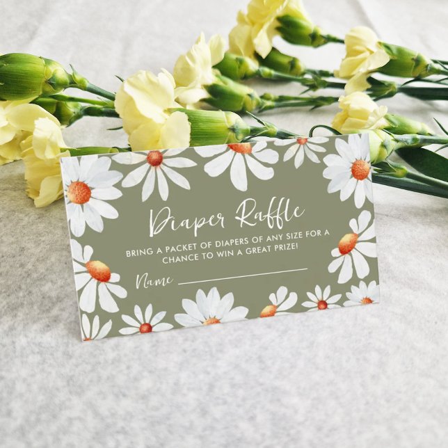 Watercolor Daisies Diaper Raffle Enclosure Card (Creator Uploaded)