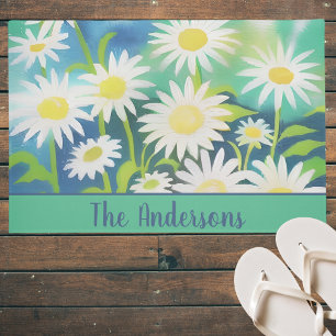 Watercolor Daisies Doormat