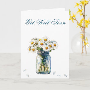 Watercolor Daisies Get Well Soon Card with Poem