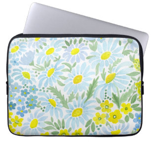 Watercolor daisies laptop sleeve