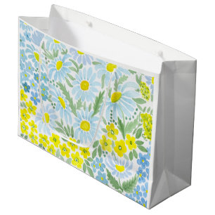 Watercolor daisies large gift bag