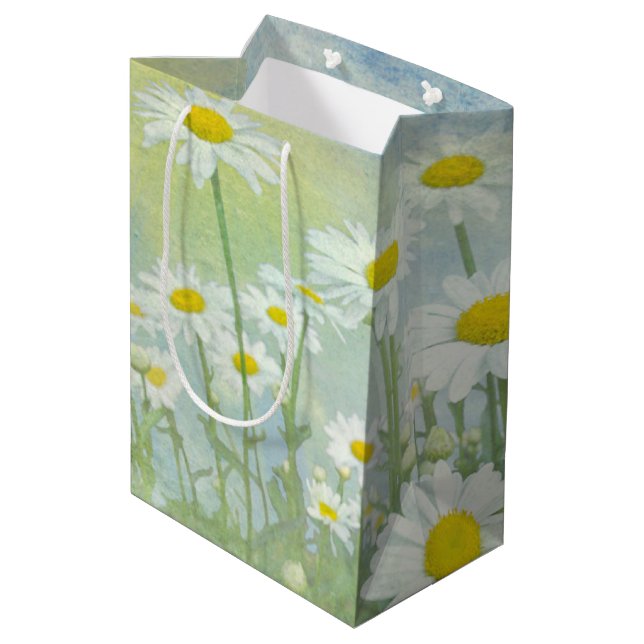 Watercolor Daisies Medium Gift Bag (Back Angled)