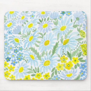Watercolor daisies mouse mat