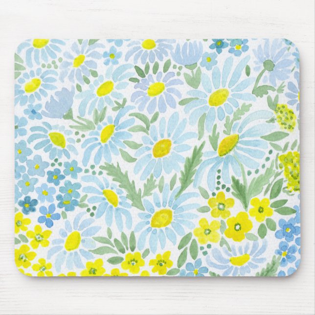Watercolor daisies mouse mat (Front)