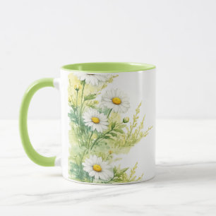 Watercolor daisies mug