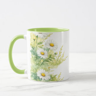 Watercolor daisies mug