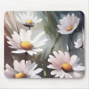 Watercolor Daisies Pattern Mouse Mat