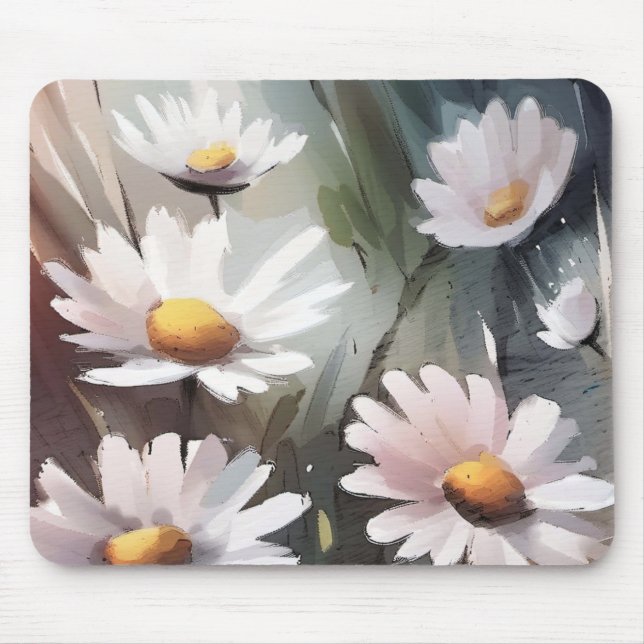 Watercolor Daisies Pattern Mouse Mat (Front)