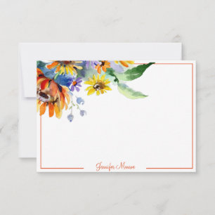 Watercolor daisies personalised card