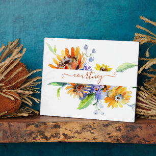 Watercolor daisies personalised   plaque