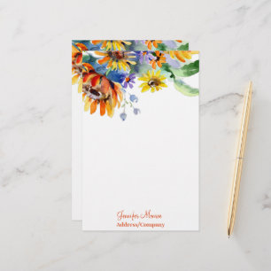 Watercolor daisies personalised stationery