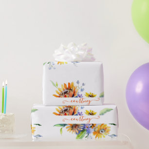 Watercolor daisies personalised  wrapping paper