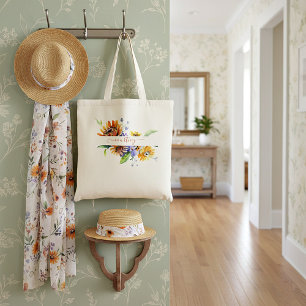 Watercolor daisies personalized tote bag