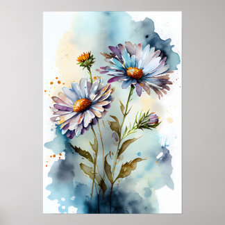 Watercolor Daisies Poster