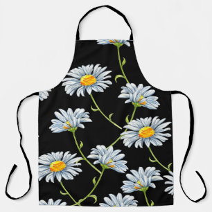 Watercolor daisies. Seamless floral background wit Apron