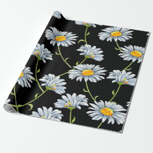 Watercolor daisies. Seamless floral background wit Wrapping Paper