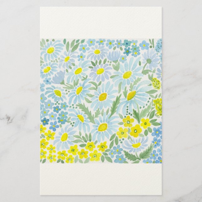 Watercolor daisies stationery (Front)