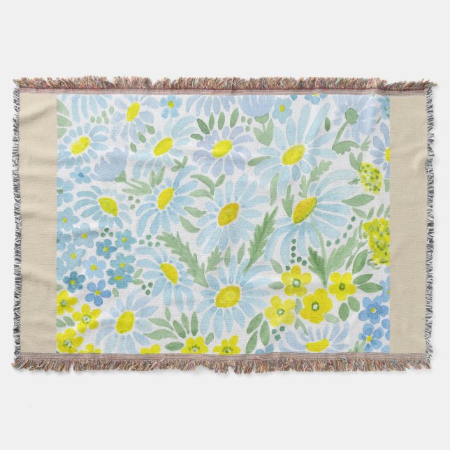 Watercolor daisies throw blanket (Front)