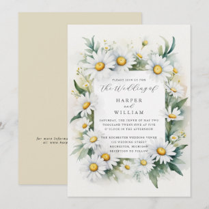 Watercolor daisies wedding invitation