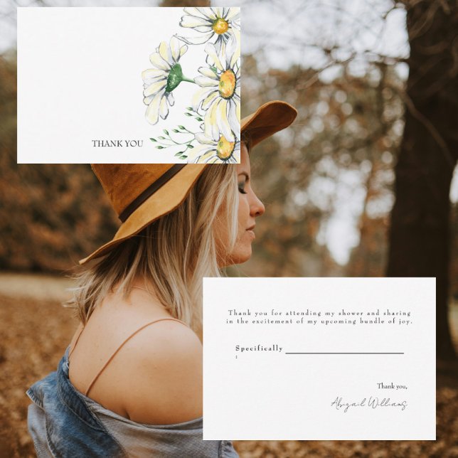 Watercolor Daisies Wedding Shower Thank You Card (Creator Uploaded)