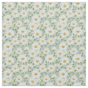 Watercolor Daisies with Fresh Spring Elegance Fabric