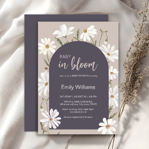 Watercolor daisy baby in bloom flower baby shower invitation