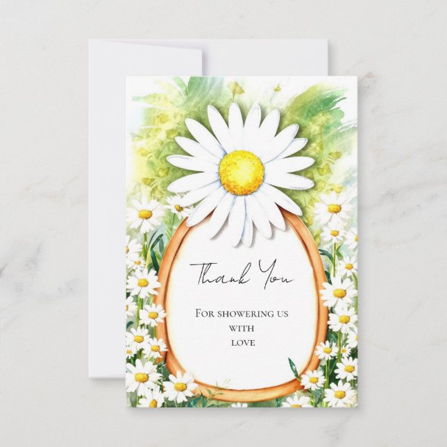 Watercolor Daisy Baby Shower Thank You Card (Front)