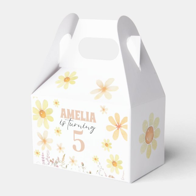 Watercolor Daisy Birthday Favour Box (Front Side)